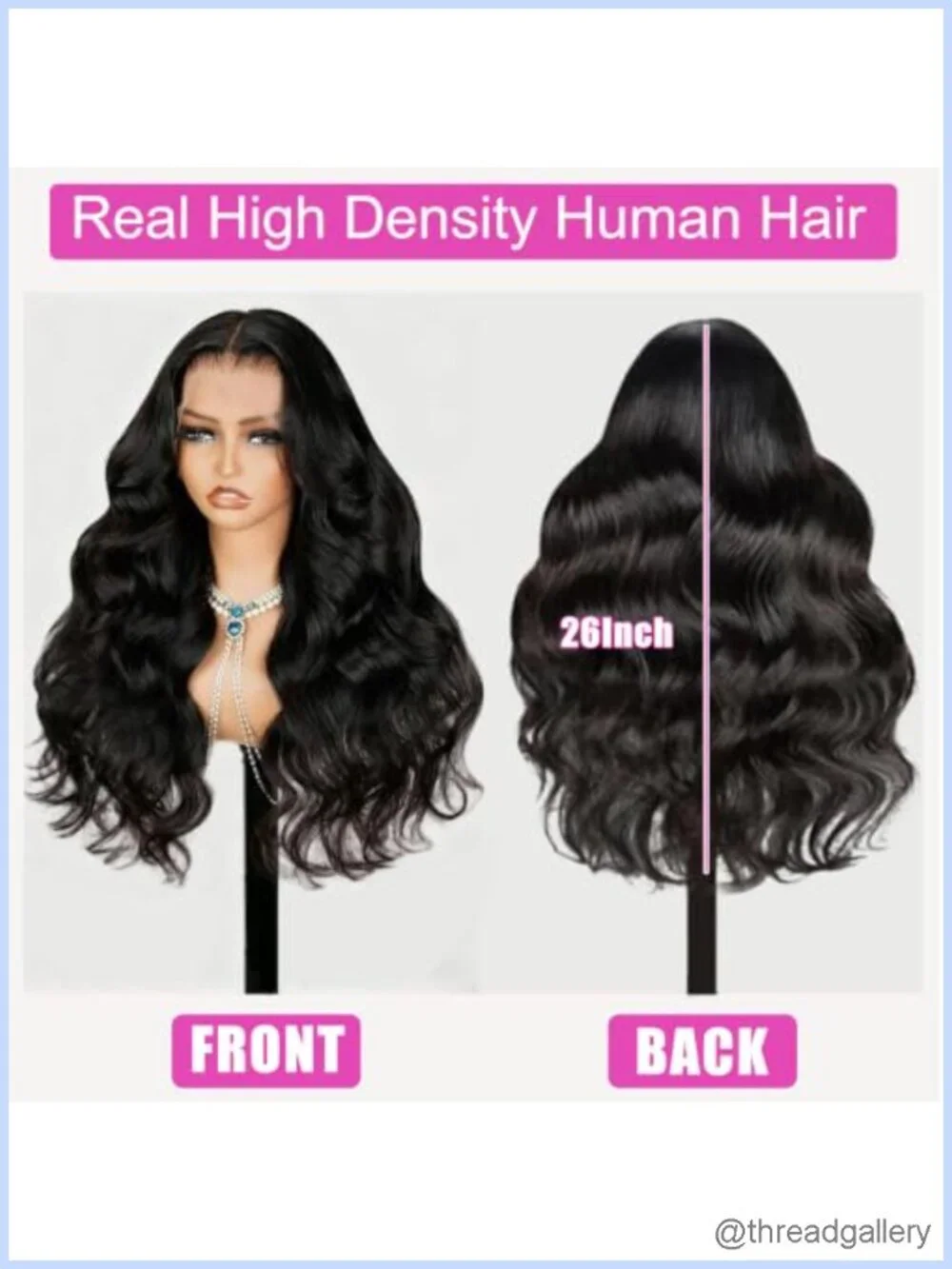 13x6 Lace Front Wig 100% Human Hair Body Wave 20 inch with Adjustable Straps